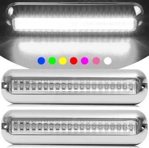 HUSUKU SOOP3 PRO 6.7" 2000LM 60LED Waterproof 316 Stainless Steel Trim Ring Boat High-Intensity LED Underwater Light Clear Lens Pontoon Marine/Boat Transom (White)