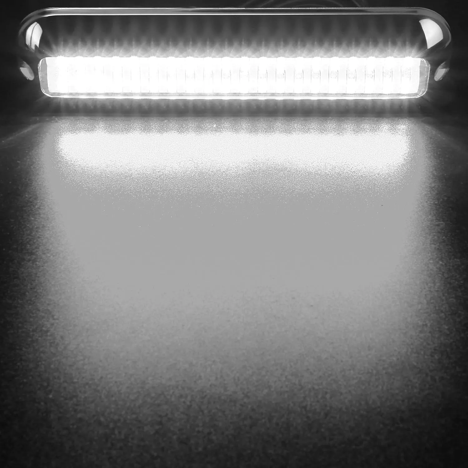 HUSUKU SOOP3 PRO 6.7" 2000LM 60LED Waterproof 316 Stainless Steel Trim Ring Boat High-Intensity LED Underwater Light Clear Lens Pontoon Marine/Boat Transom (White)