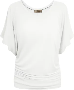 Hybrid & Company Womens Super Comfy Boat Neck Dolman Top Shirt