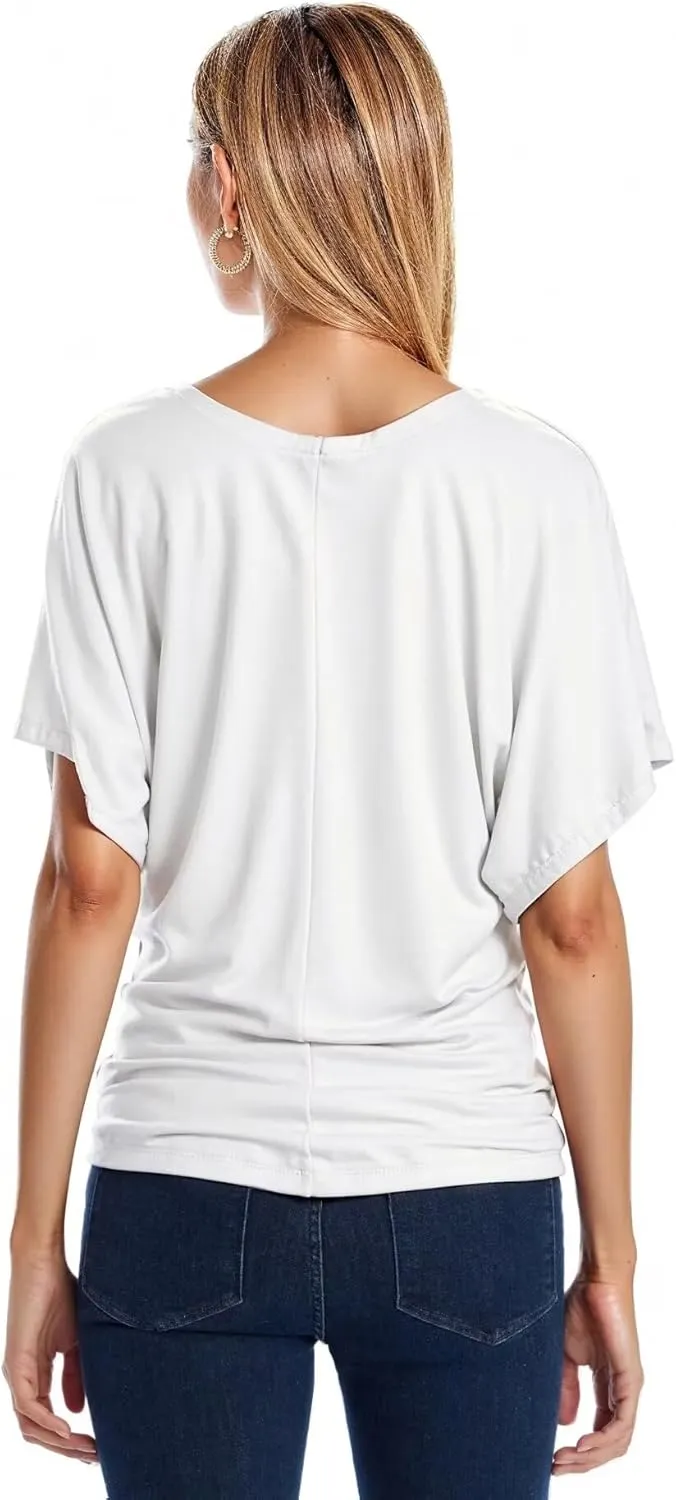 Hybrid & Company Womens Super Comfy Boat Neck Dolman Top Shirt