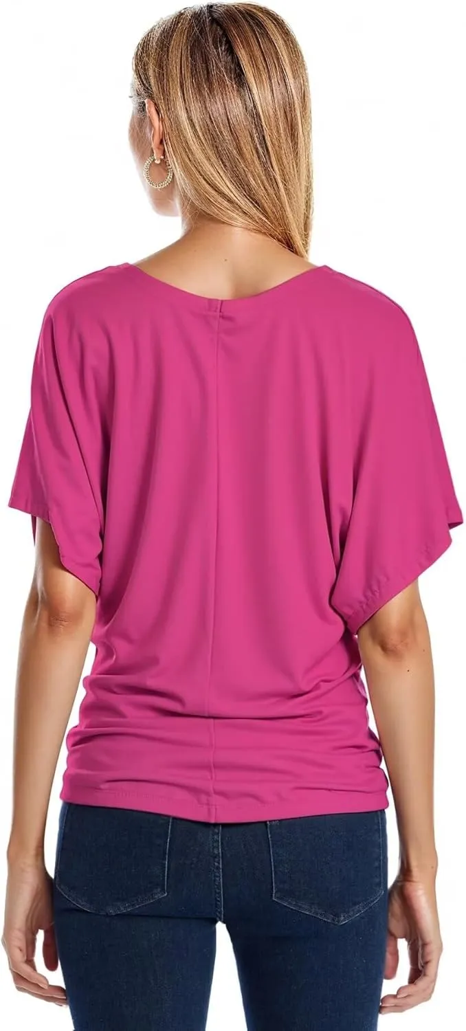 Hybrid & Company Womens Super Comfy Boat Neck Dolman Top Shirt