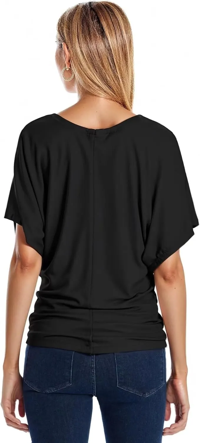 Hybrid & Company Womens Super Comfy Boat Neck Dolman Top Shirt