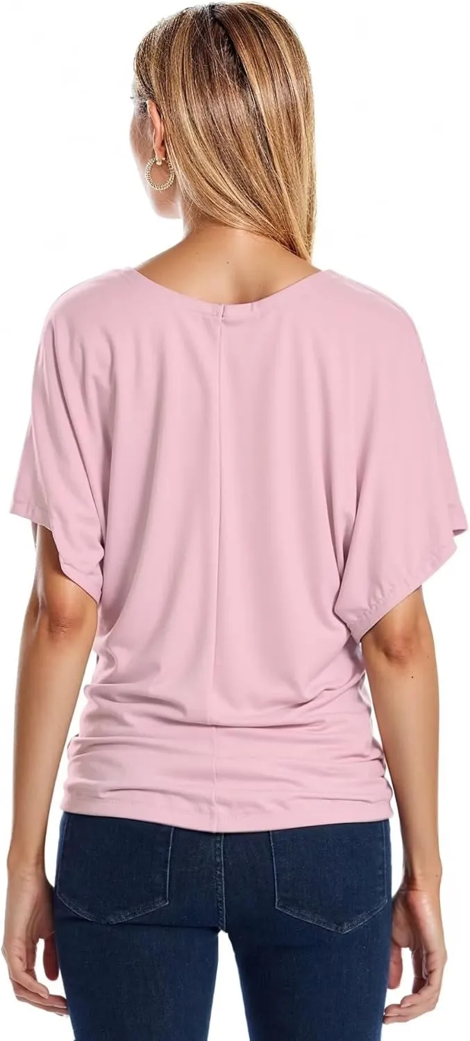 Hybrid & Company Womens Super Comfy Boat Neck Dolman Top Shirt