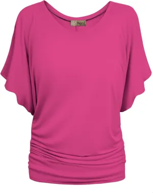 Hybrid & Company Womens Super Comfy Boat Neck Dolman Top Shirt