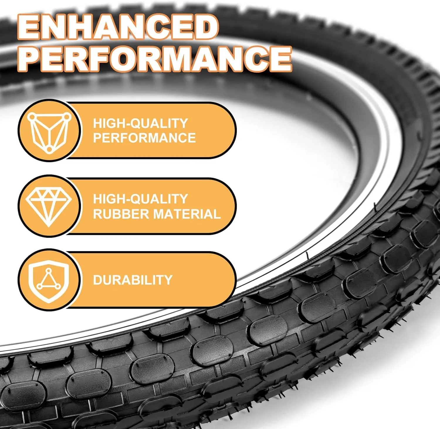 Hycline Kids Bike Replacement Tires Set：2-Pack 16/20x2.125 Inch Premium Butyl Rubber Puncture-Resistant Folding Bicycle Tires and 2 Pcs Bike Tubes Schrader Valve with Tire Levers for BMX Urban