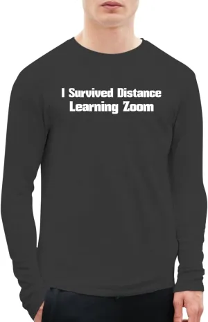 I Survived Distance Learning Zoom - A Soft & Comfortable Men's Long Sleeve T-Shirt CP05 Black