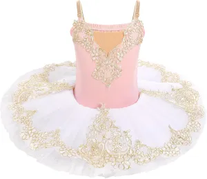 IBAKOM Ballerina Swan Lake Costume Dance Pancake Platter Tutu Ruffle Sleeve Floral Print Gymnastics Leotard Ballet Tutu