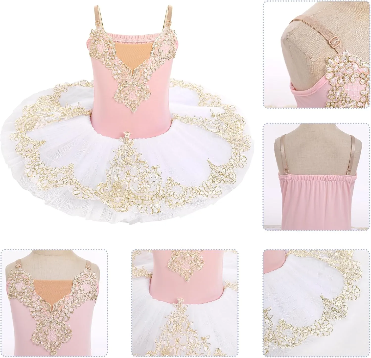 IBAKOM Ballerina Swan Lake Costume Dance Pancake Platter Tutu Ruffle Sleeve Floral Print Gymnastics Leotard Ballet Tutu