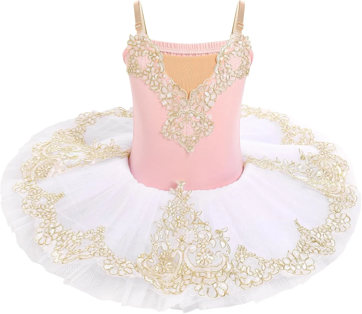 IBAKOM Ballerina Swan Lake Costume Dance Pancake Platter Tutu Ruffle Sleeve Floral Print Gymnastics Leotard Ballet Tutu
