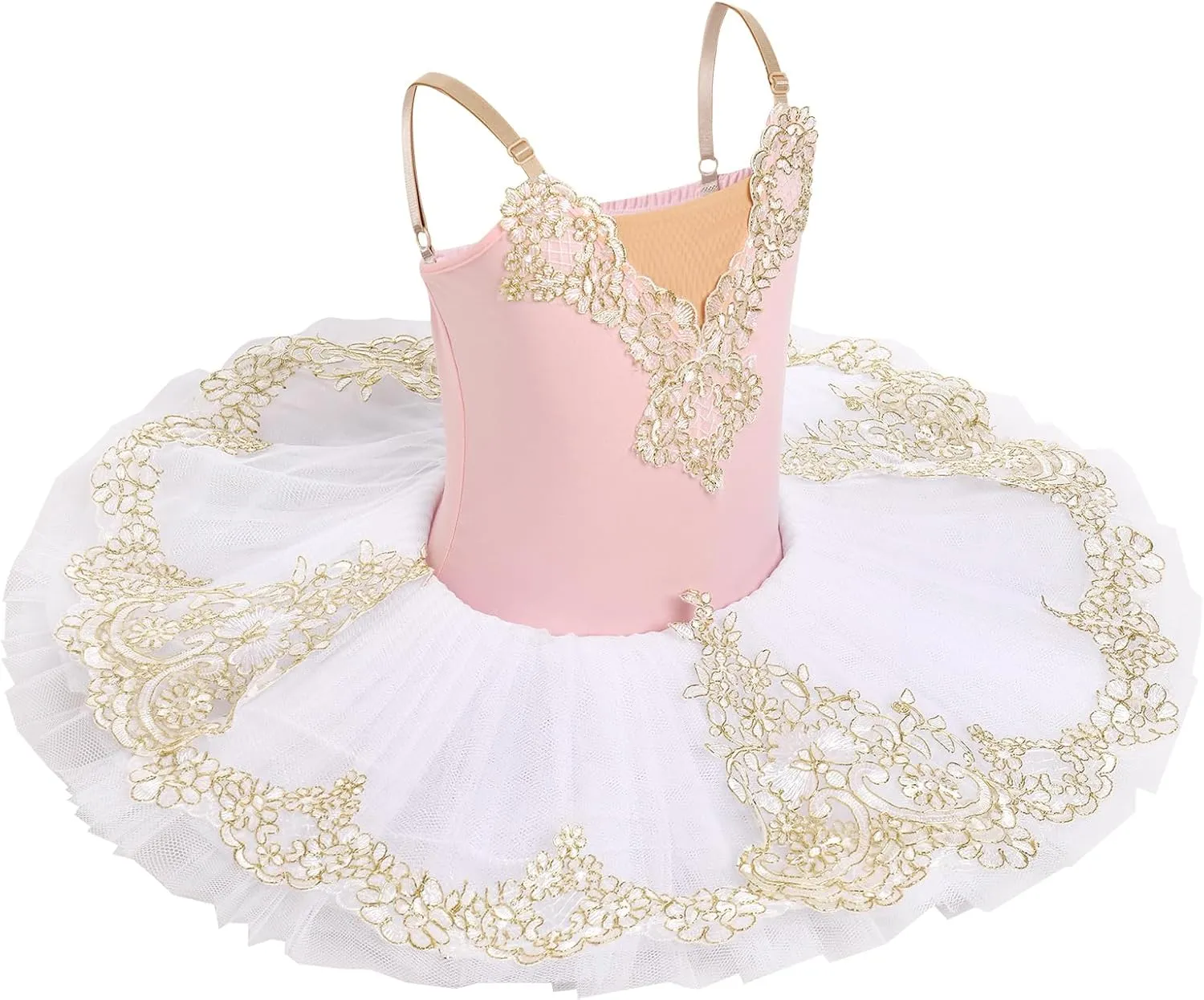 IBAKOM Ballerina Swan Lake Costume Dance Pancake Platter Tutu Ruffle Sleeve Floral Print Gymnastics Leotard Ballet Tutu