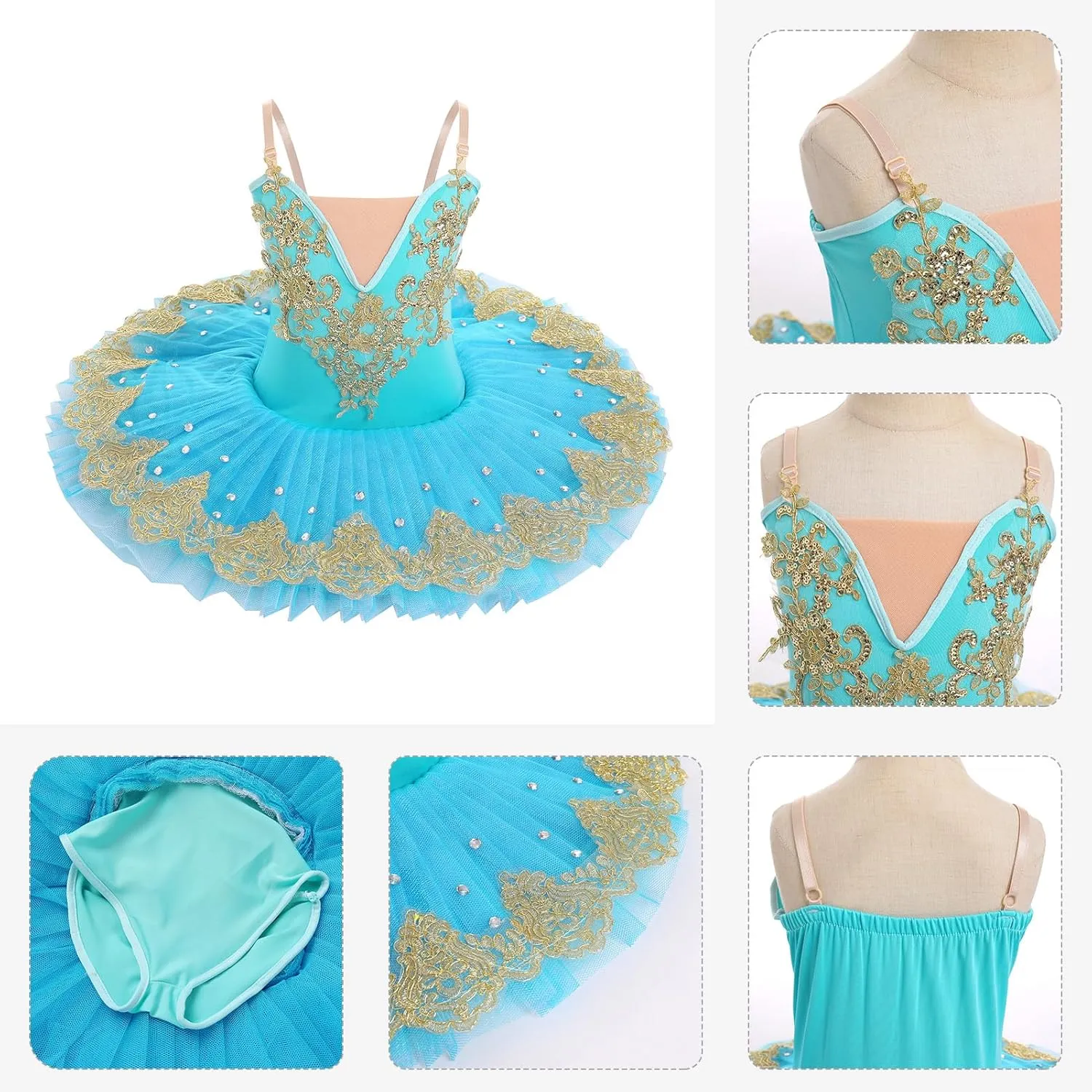 IBAKOM Little Ballerina Swan Lake Costume Shiny Seuqins Girl Ballet Leotard Platter Tutu Professional Toddler Ballet Dress