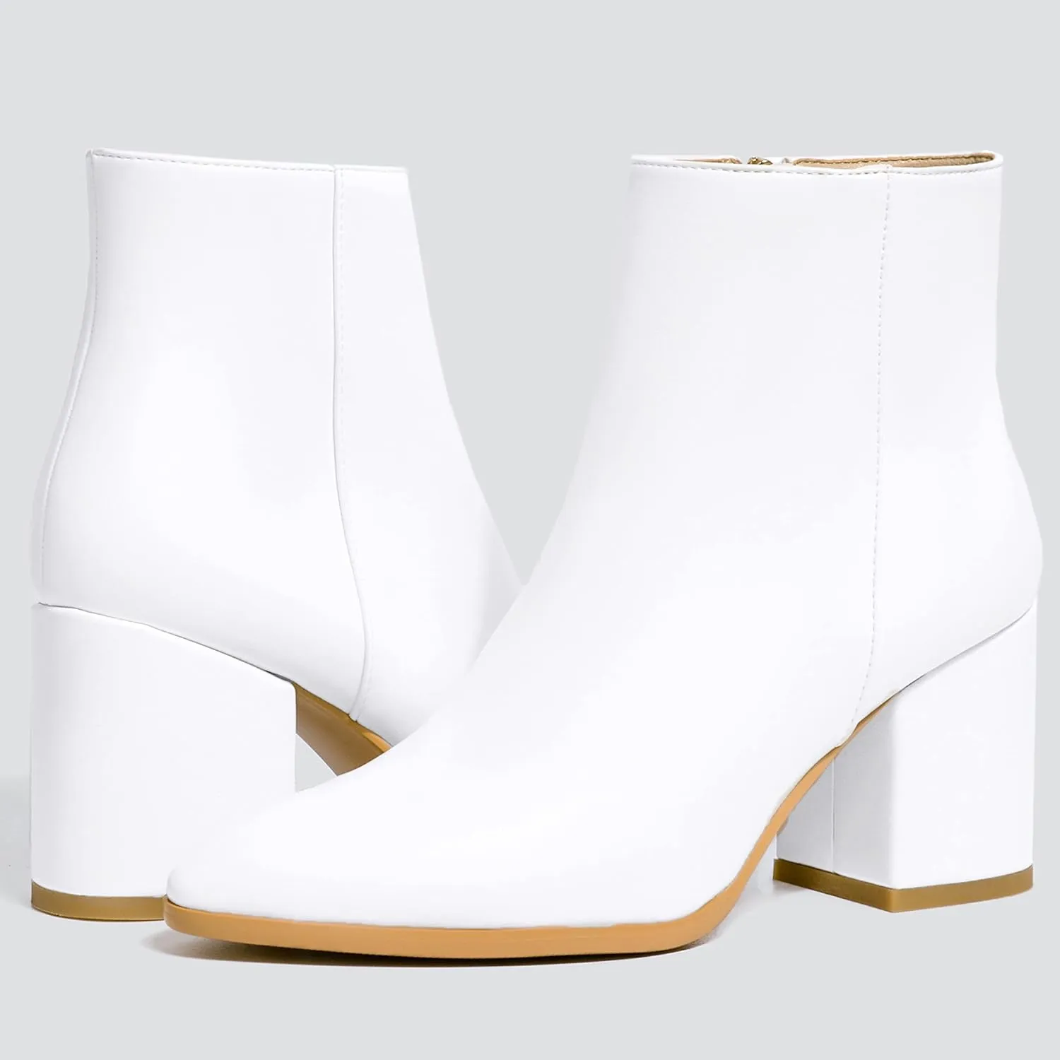 IDIFU Women Dress Ankle Boot with Low Chunky Heel Pointed Toe Side Zipper Bootie Shoe for Women Office Business Date Wedding