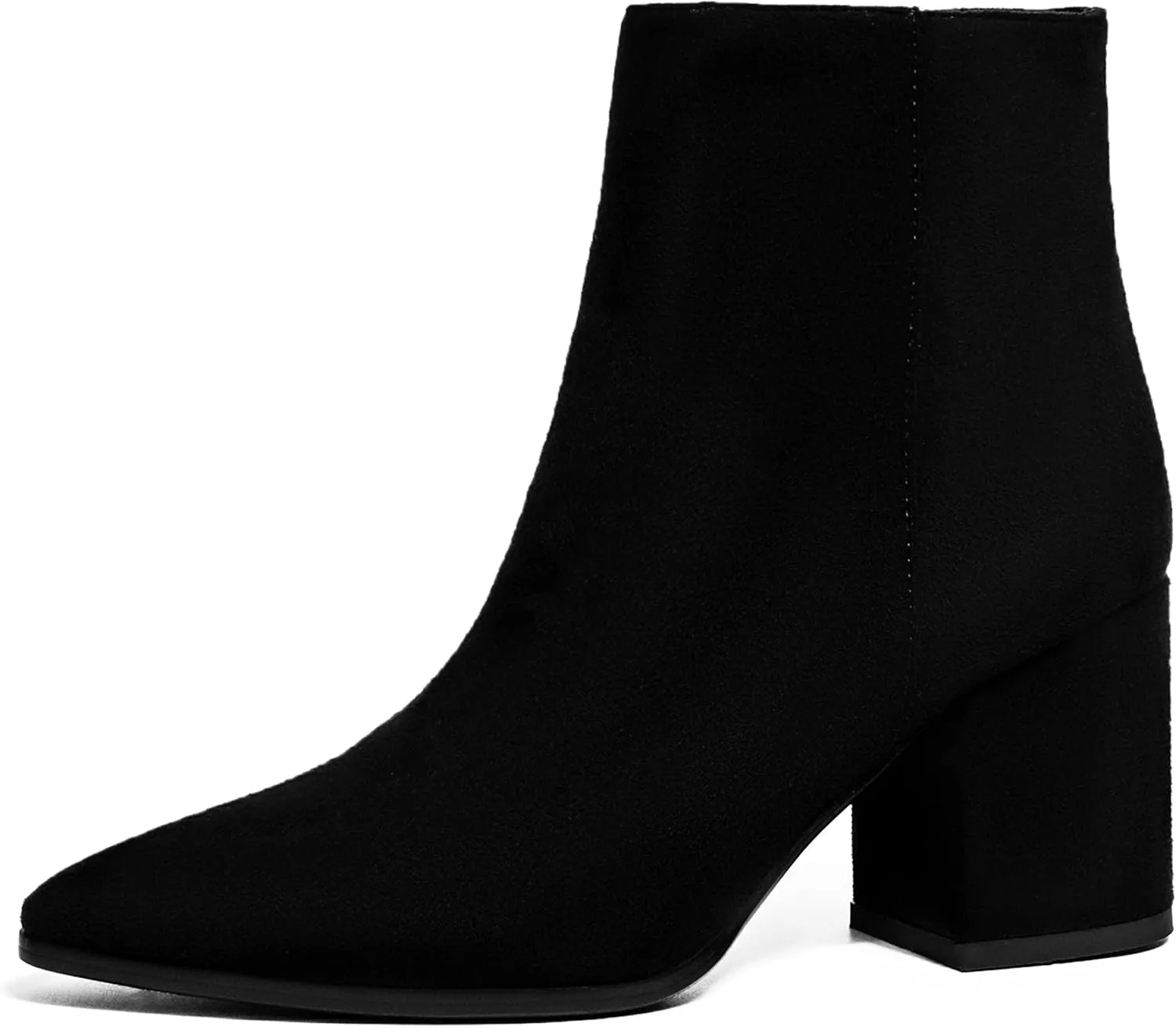 IDIFU Women Dress Ankle Boot with Low Chunky Heel Pointed Toe Side Zipper Bootie Shoe for Women Office Business Date Wedding