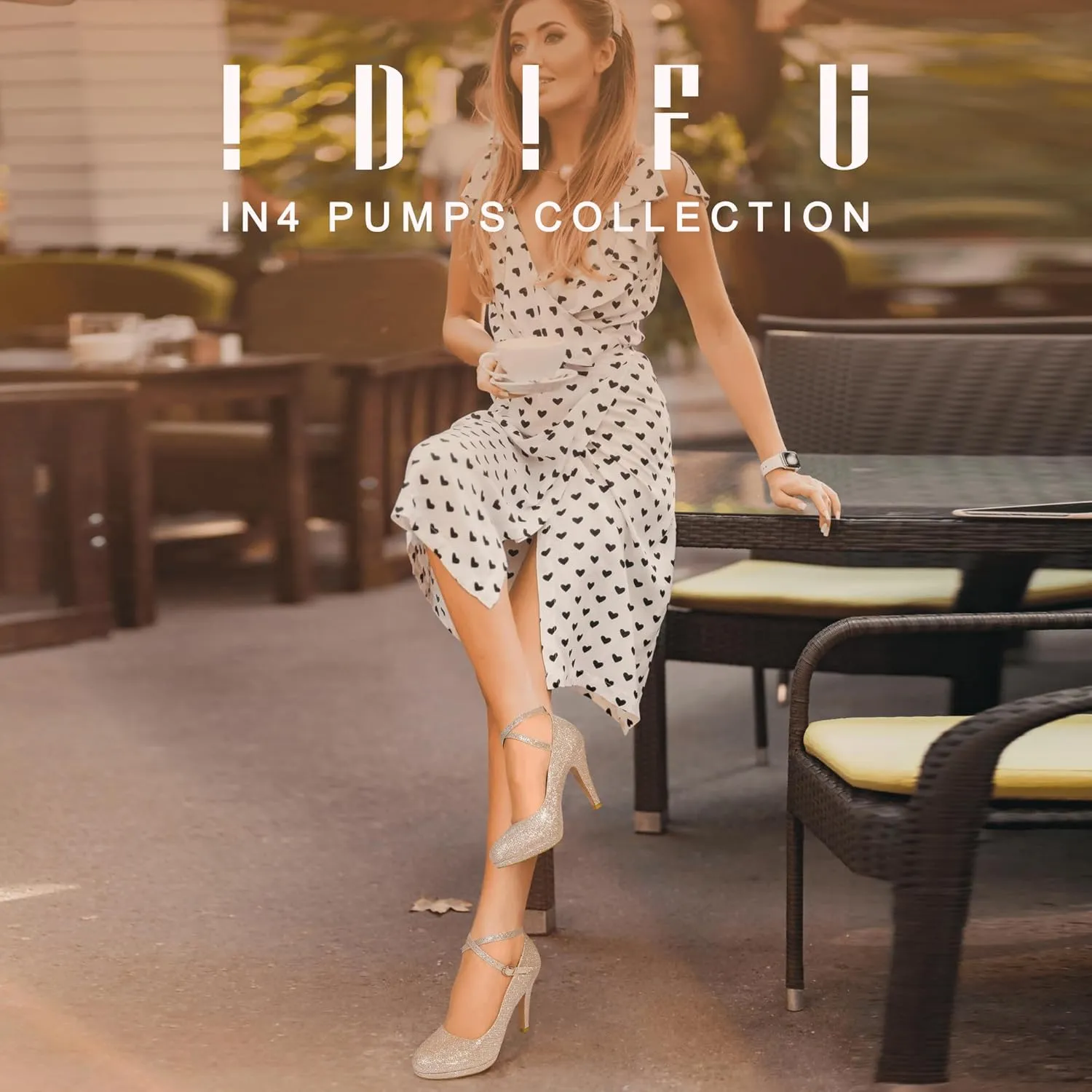 IDIFU Women's Tracy Platform High Heels Closed Toe Pumps Strappy Cross Ankle Strap Shoes for Casual Work Wedding