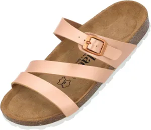 Ikaria Women's Mules - Extra Comfortable Sandals - Fashionable Slippers with Natural Cork - Made in EU - Sandals with Sole Made of Finest Natural Leather