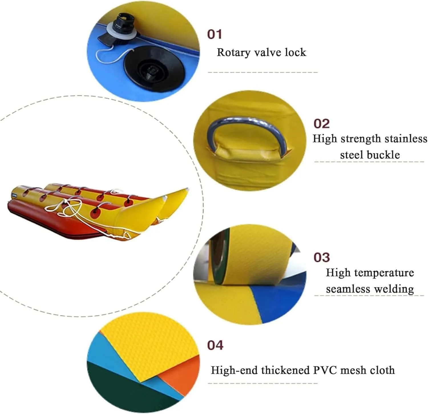 Inflatable Water Banana Boat, Can Be Towed Banana Boat Tube, Adult Water Park Amusement Equipment, Suitable for 3/6 Passengers (5 People)