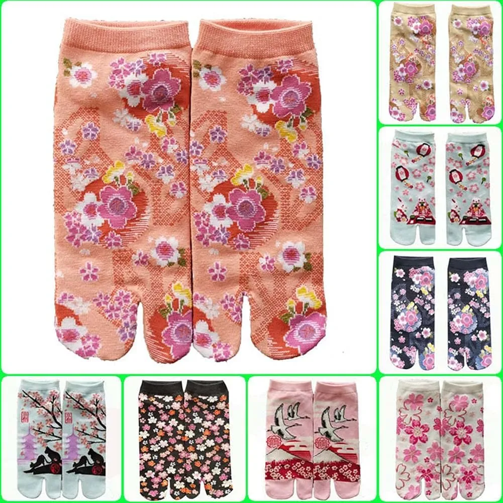 Japanese Style Creative Sandal Split Toe Tabi Ninja Geta Socks Geisha Socks for Women