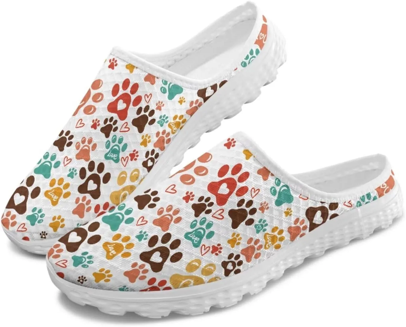 Jeiento Womens Slip On Mules Shoes Cute Cat Shoes Mesh Breathable Walking Sneakers Backless Fashion Sneakers
