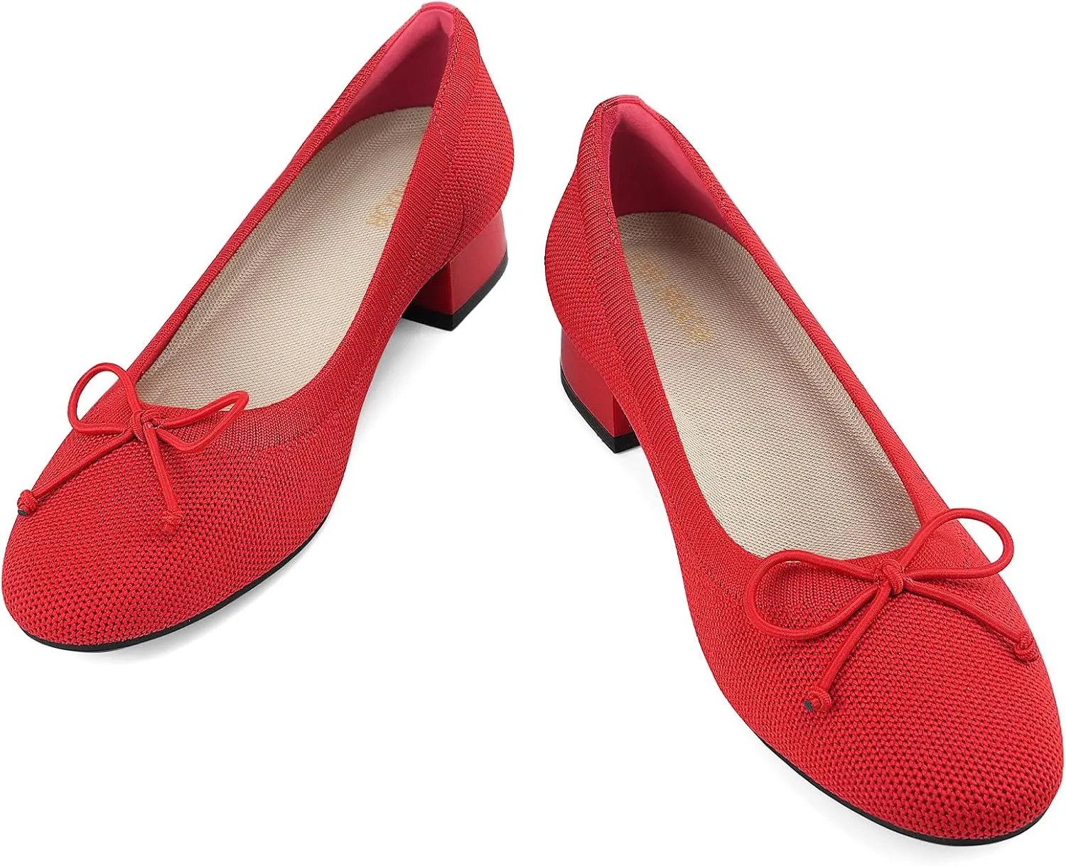 JENN ARDOR Womens Low Block Chunky Pumps Ladies Dress Heels Closed Round Toe Casual Office Shoes for Women Comfortable