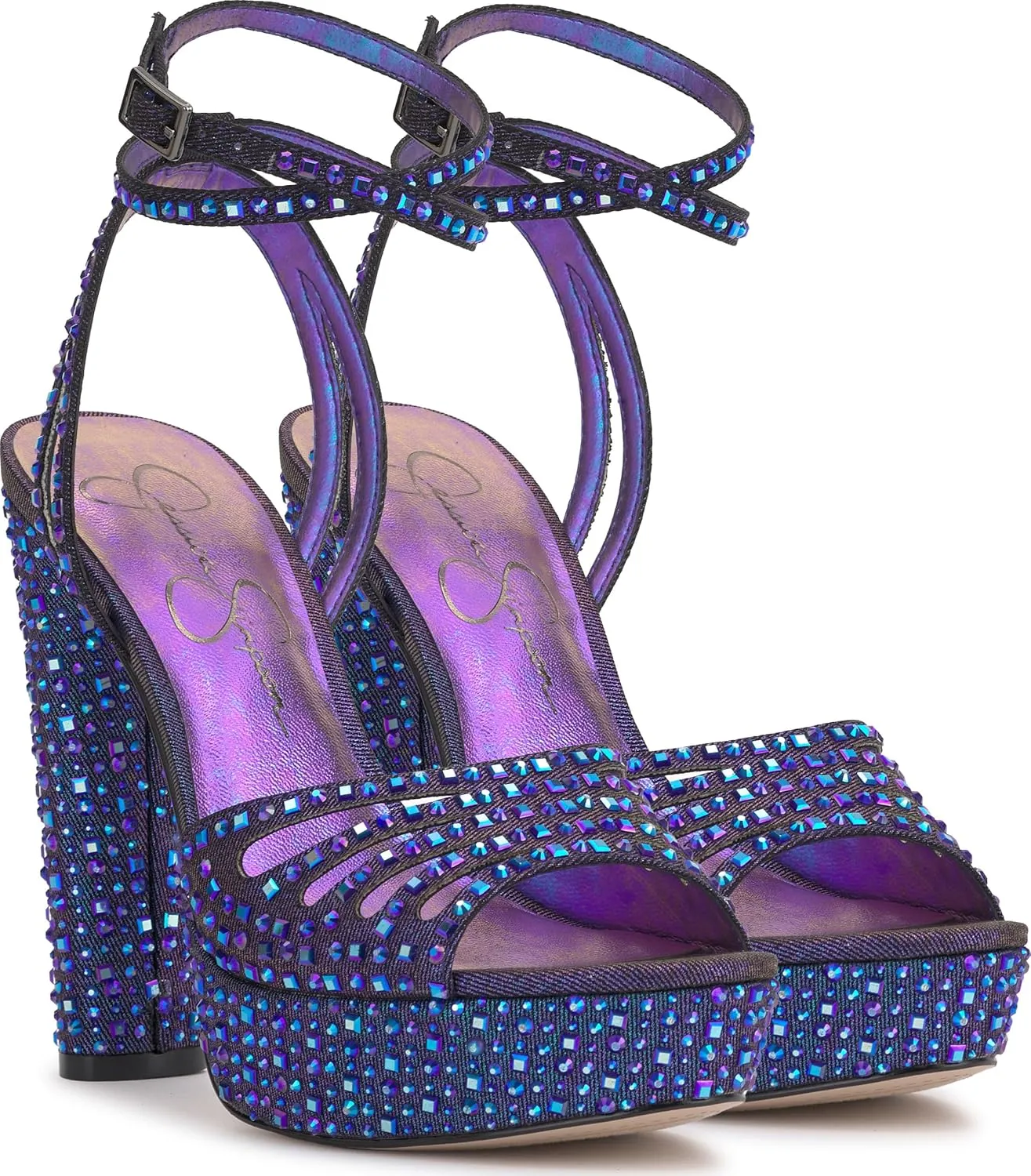Jessica Simpson Womens Iralin Rhinestone Block Heels