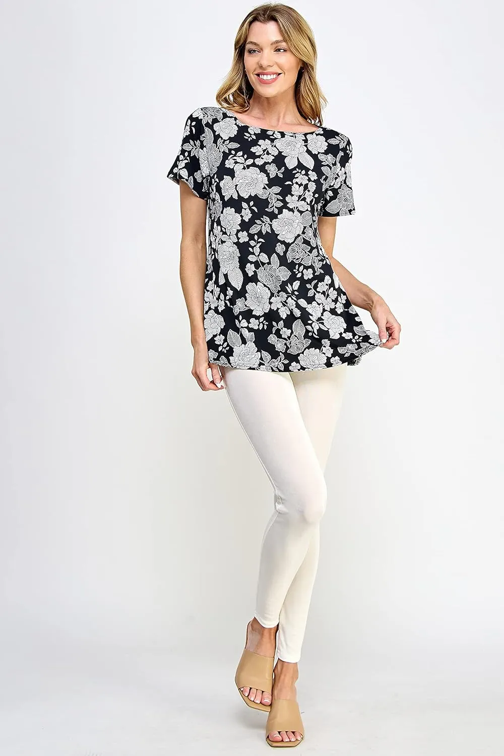 Jostar Boat Neckline Short Short Sleeve Top-3068HT-SRP1-W446