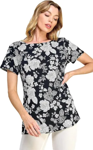 Jostar Boat Neckline Short Short Sleeve Top-3068HT-SRP1-W446
