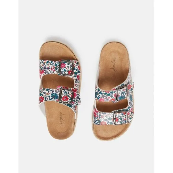 Joules REINA Womens Mule Sandals White Ditsy