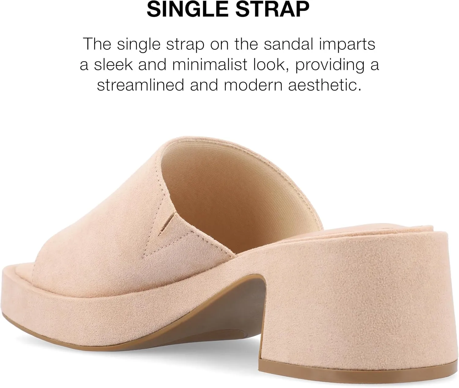 Journee Womens One Band Slip On Open Square Toe Covered Block Heel Slide Bessa Comfort Platform Sandals