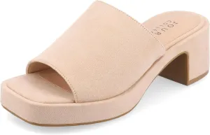 Journee Womens One Band Slip On Open Square Toe Covered Block Heel Slide Bessa Comfort Platform Sandals