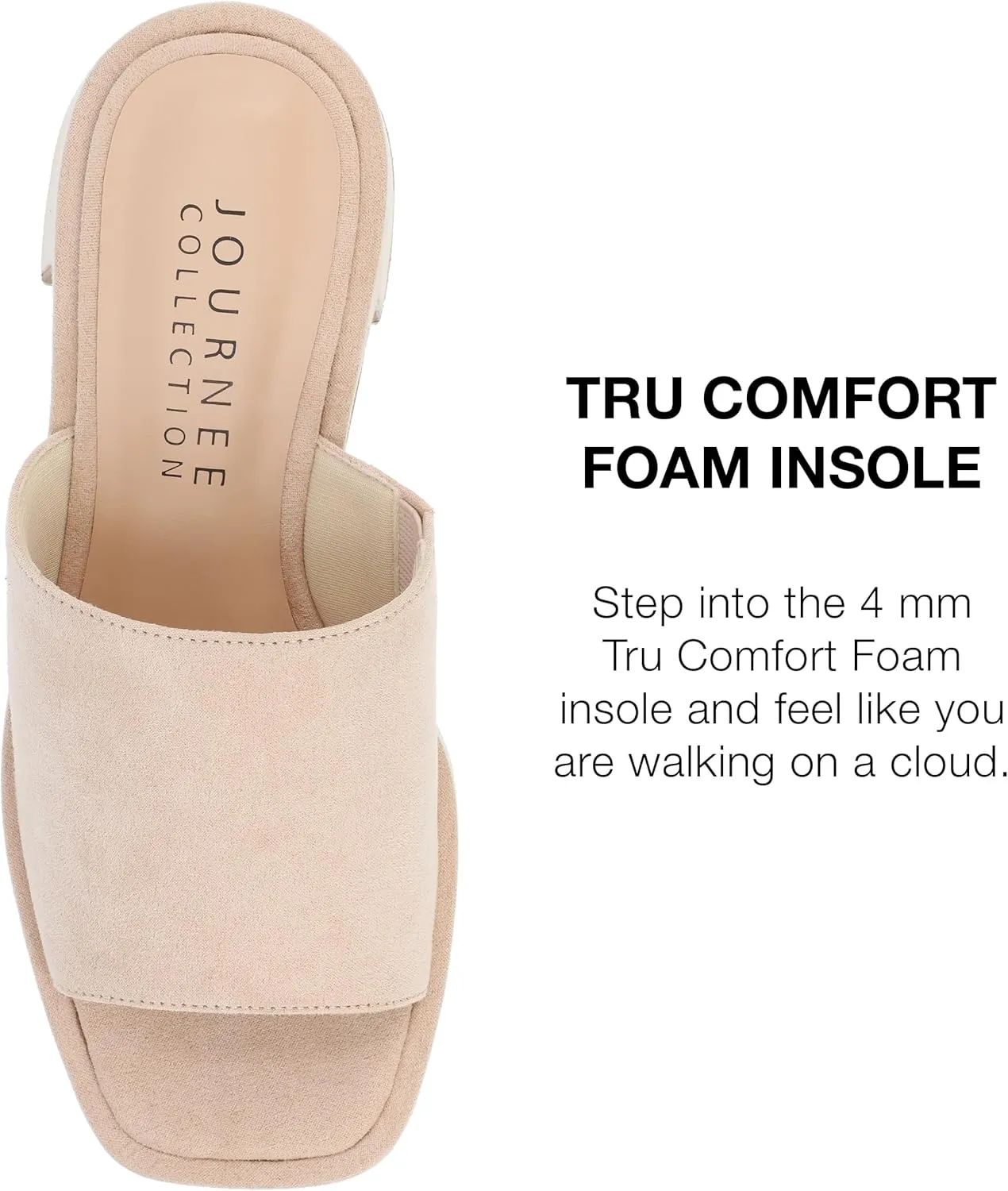 Journee Womens One Band Slip On Open Square Toe Covered Block Heel Slide Bessa Comfort Platform Sandals