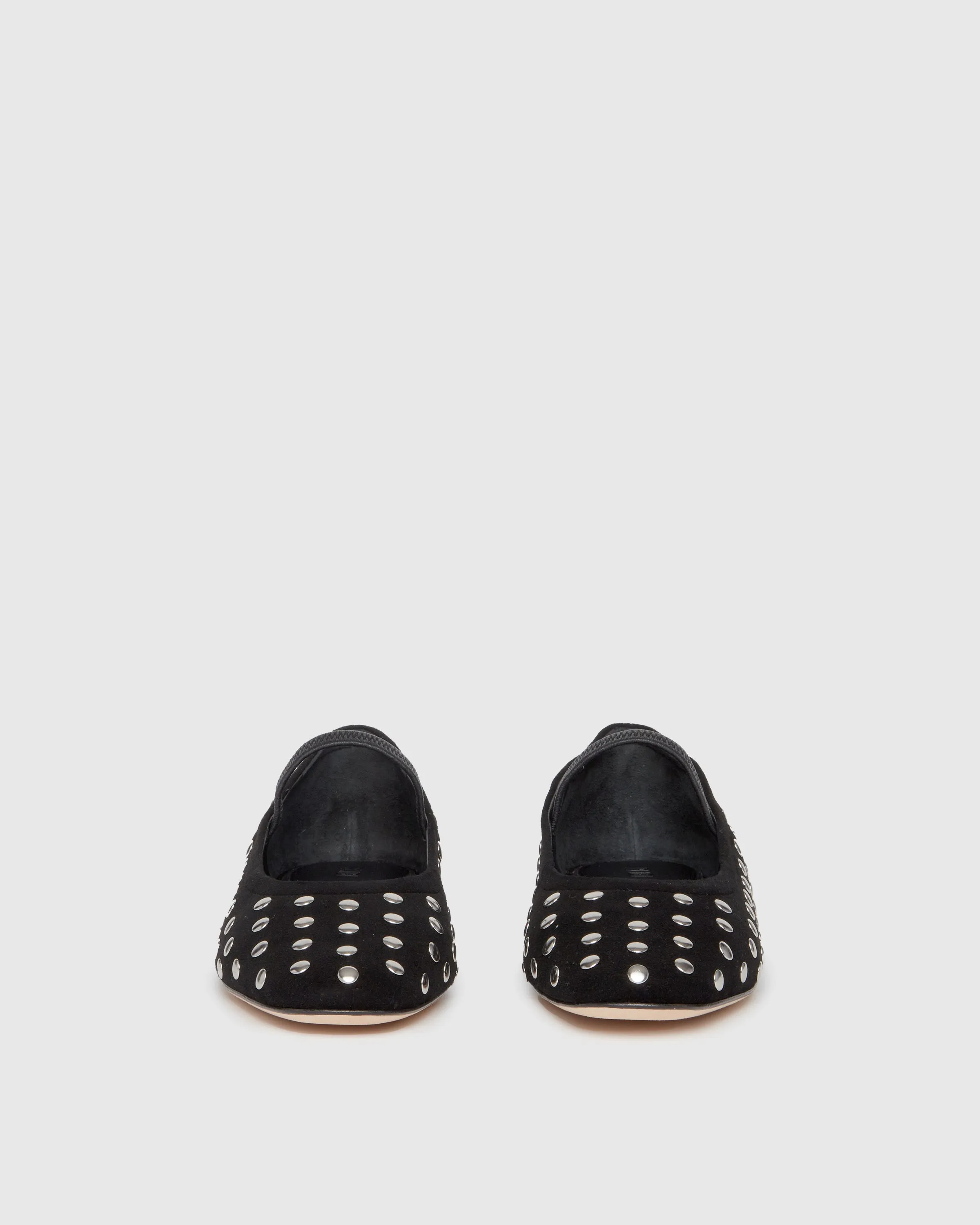 Joya Studded Flat - Black Leather