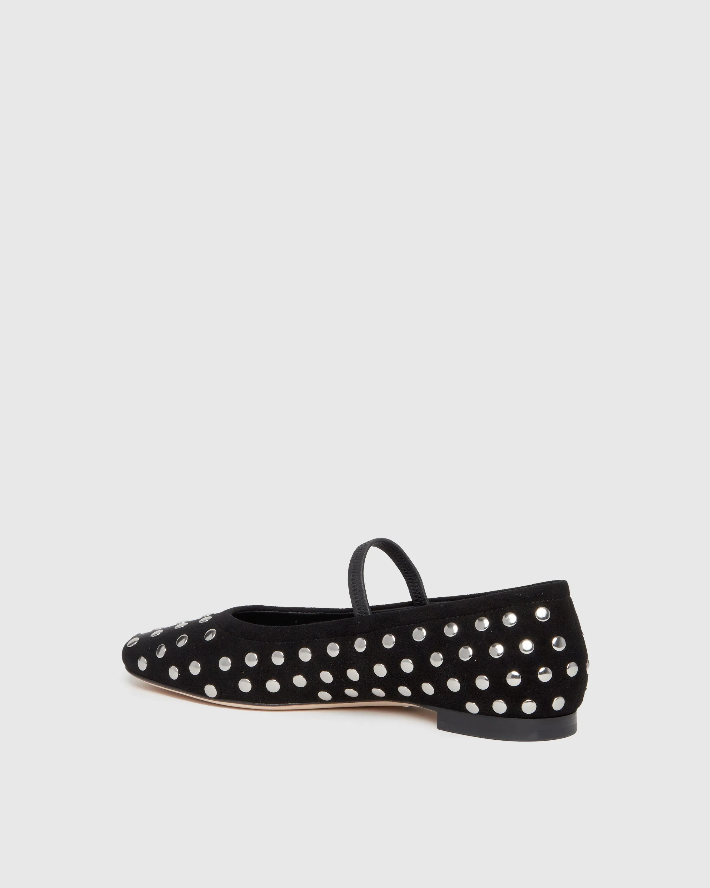 Joya Studded Flat - Black Leather