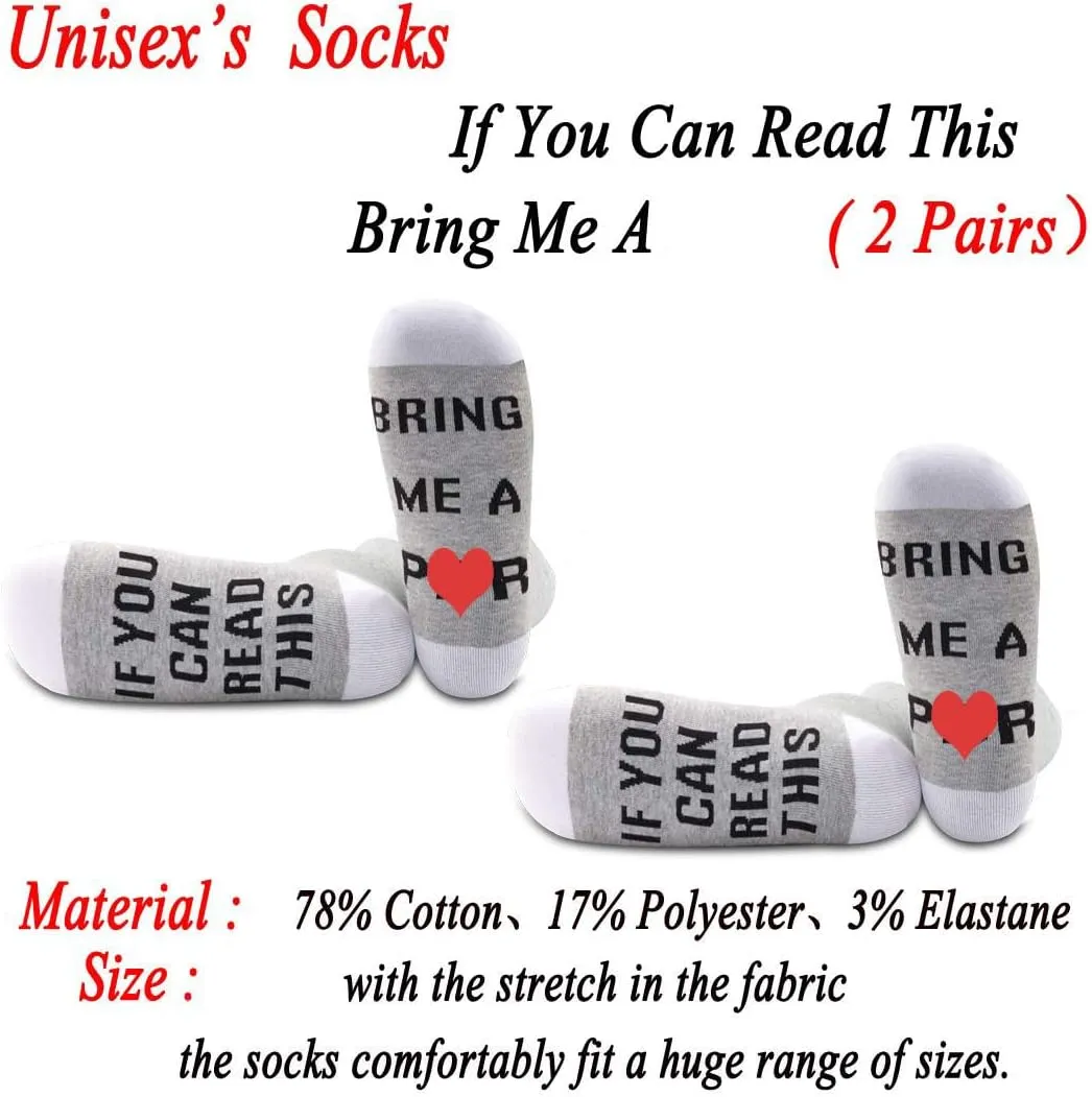 JXGZSO 2 Pairs Beer Lover Socks If You Can Read This Bring Me A Sock