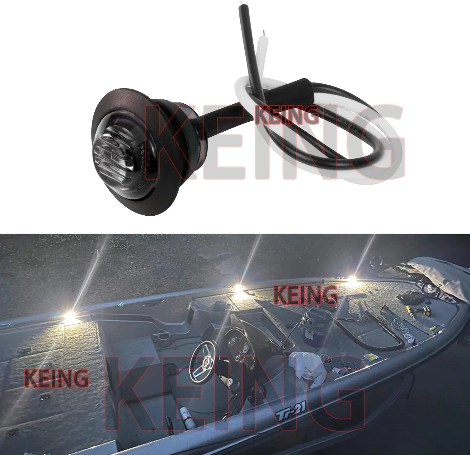 KEING 50X 3/4 Inch Trailer Marker Lights Smoked Lens White LED Trailer Side Marker Light Round Trailer Running Lights for Truck RV Lorry Pickup Camper Waterproof Exterior Marker Lights Accessories