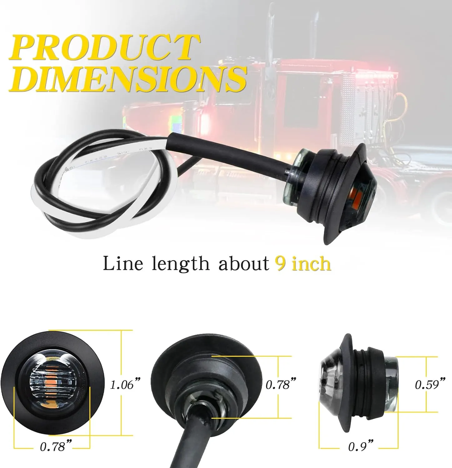 KEING 50X 3/4 Inch Trailer Marker Lights Smoked Lens White LED Trailer Side Marker Light Round Trailer Running Lights for Truck RV Lorry Pickup Camper Waterproof Exterior Marker Lights Accessories