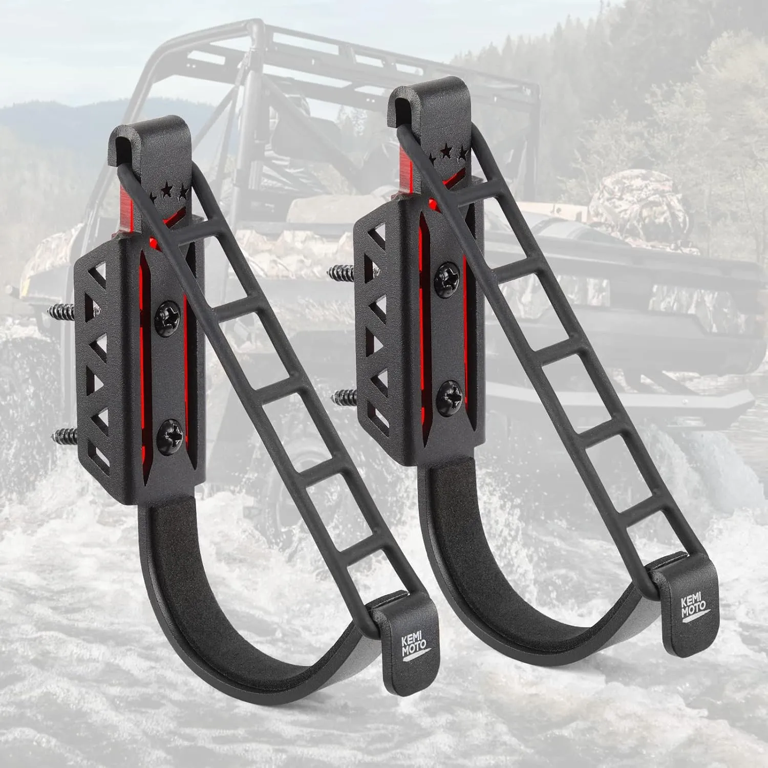 KEMIMOTO UTV Hunting Tool Holder Rack Wall Mount, Horizontal Metal Storage Hooks with Soft Padding for Archery Bow Hangers Sports Equipment Fishing Rods - Hunting Heavy Duty Steel Accessories, Black