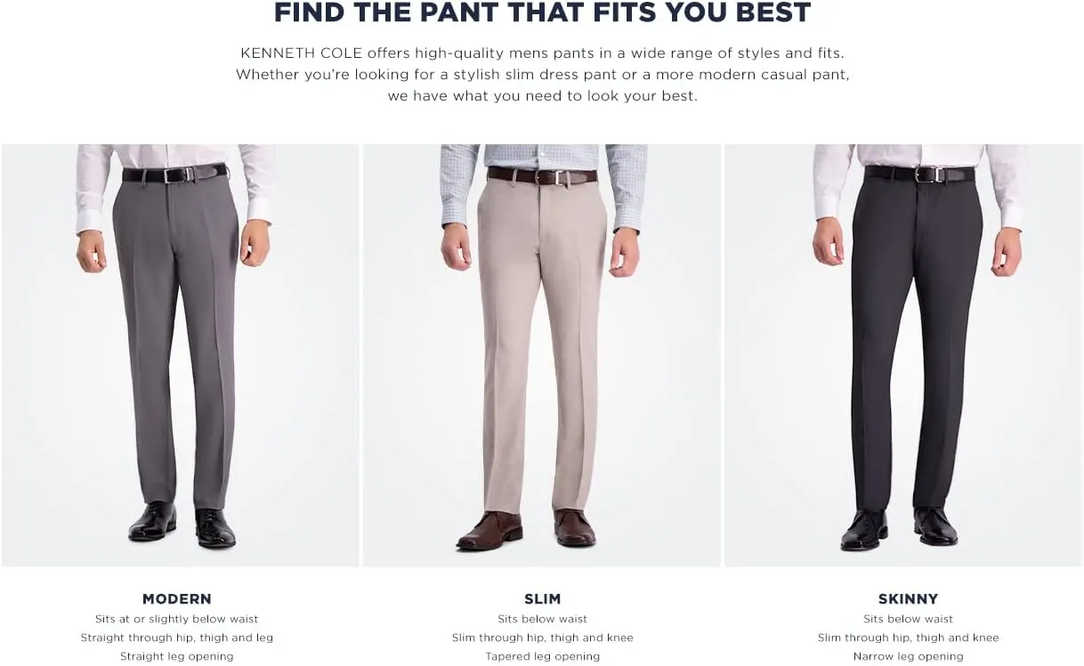 Kenneth Cole Men's Flex Waist Slim Fit 5 Pocket Casual Pant-Regular and Big and Tall