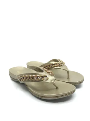 Kenneth Cole Reaction Women's Glam 2.0 Chain Thong Sandal, Soft Gold, 6.5