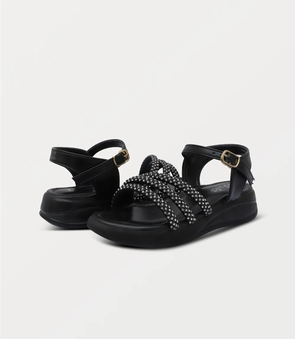KG0219-BLACK-Girl Sandal