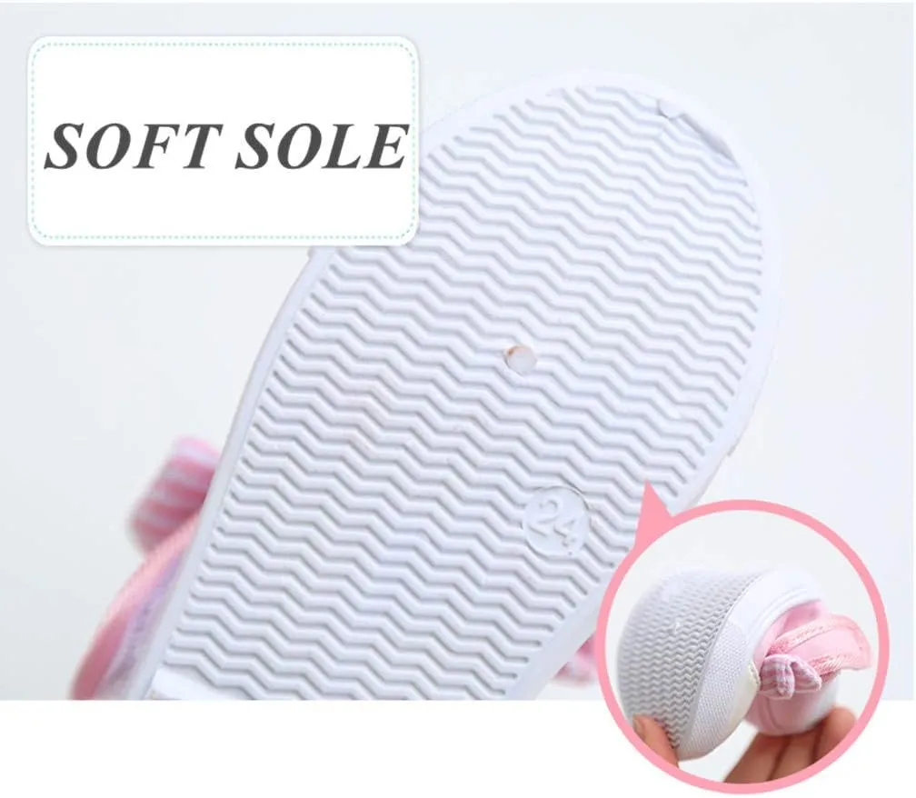 Kid Girls Bowknot Canvas Shoes Soft Sole Ballet Dancing Shoes Mary Jane Flat Sneakers for Toddler Sneakers School Uniform Dress Shoe