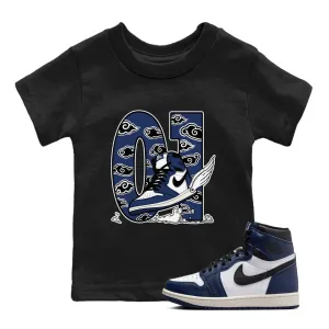 Kids Sneaker SNRT Midnight 1 To The End-to-end encryption Tees Fly Navy Jordan Artistic Air - Clouds