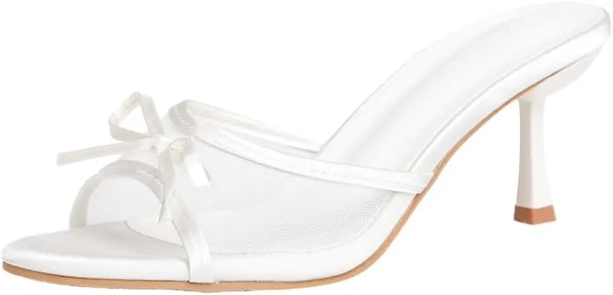 Kitten Heel Sandals Women Round Toe Heels With Bow Vintage Mules Sexy Slip On Stiletto Backless Sandals Summer 2025