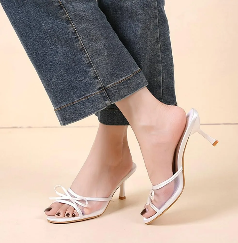 Kitten Heel Sandals Women Round Toe Heels With Bow Vintage Mules Sexy Slip On Stiletto Backless Sandals Summer 2025