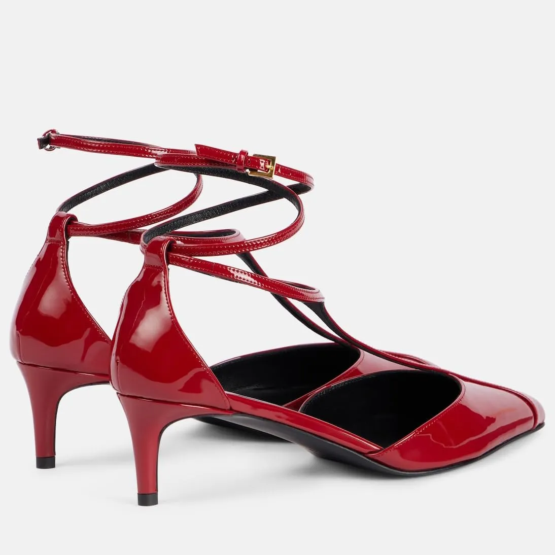 Kitten Heels for Women Pointed Toe Pumps Leather Mid Heel Slingback Heels T Strap Dress Shoes