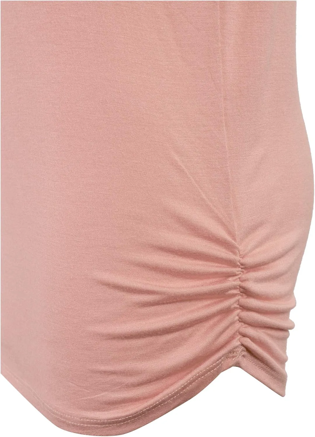 KOGMO Womens Short Sleeve Solid Basic Tunic Top Tee with Side Shirring