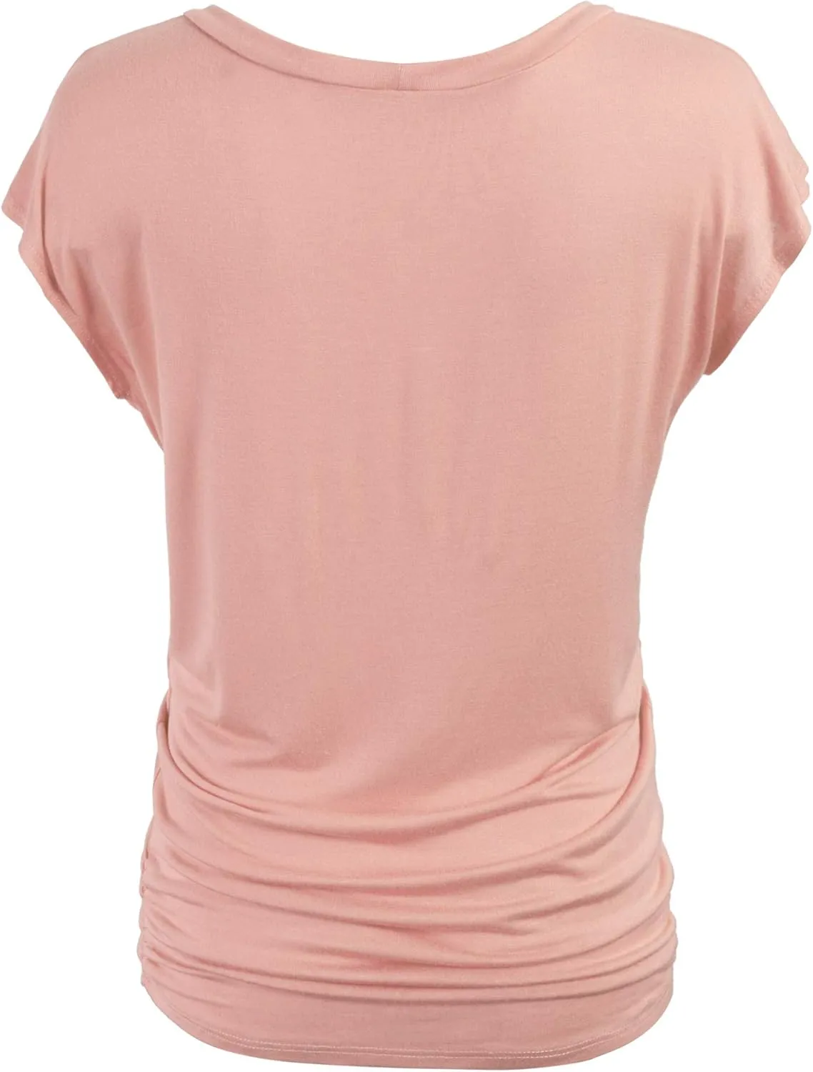 KOGMO Womens Short Sleeve Solid Basic Tunic Top Tee with Side Shirring