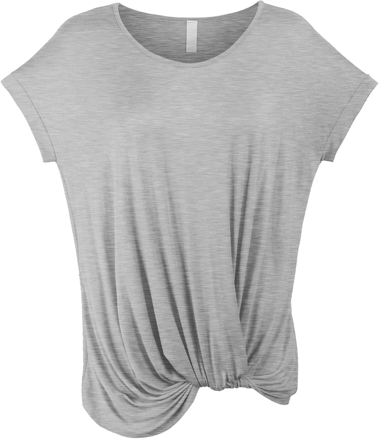 KOGMO Womens Solid Basic Boatneck Dolman Top with Knot on Hemline