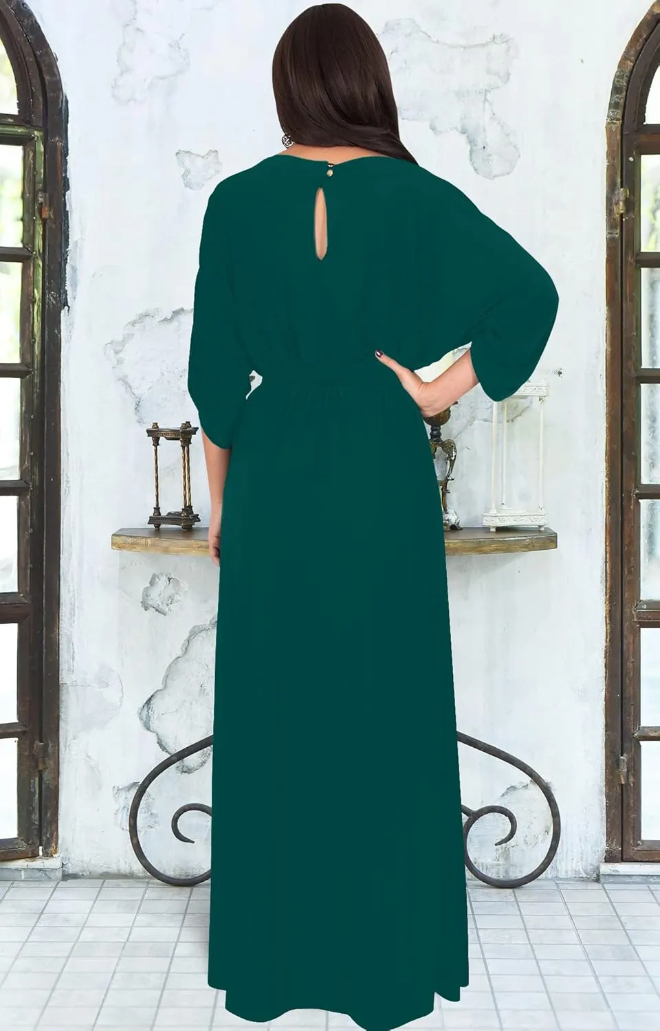 KOH KOH Flowy Formal Batwing Sleeve Evening Casual Gown