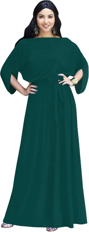 KOH KOH Flowy Formal Batwing Sleeve Evening Casual Gown