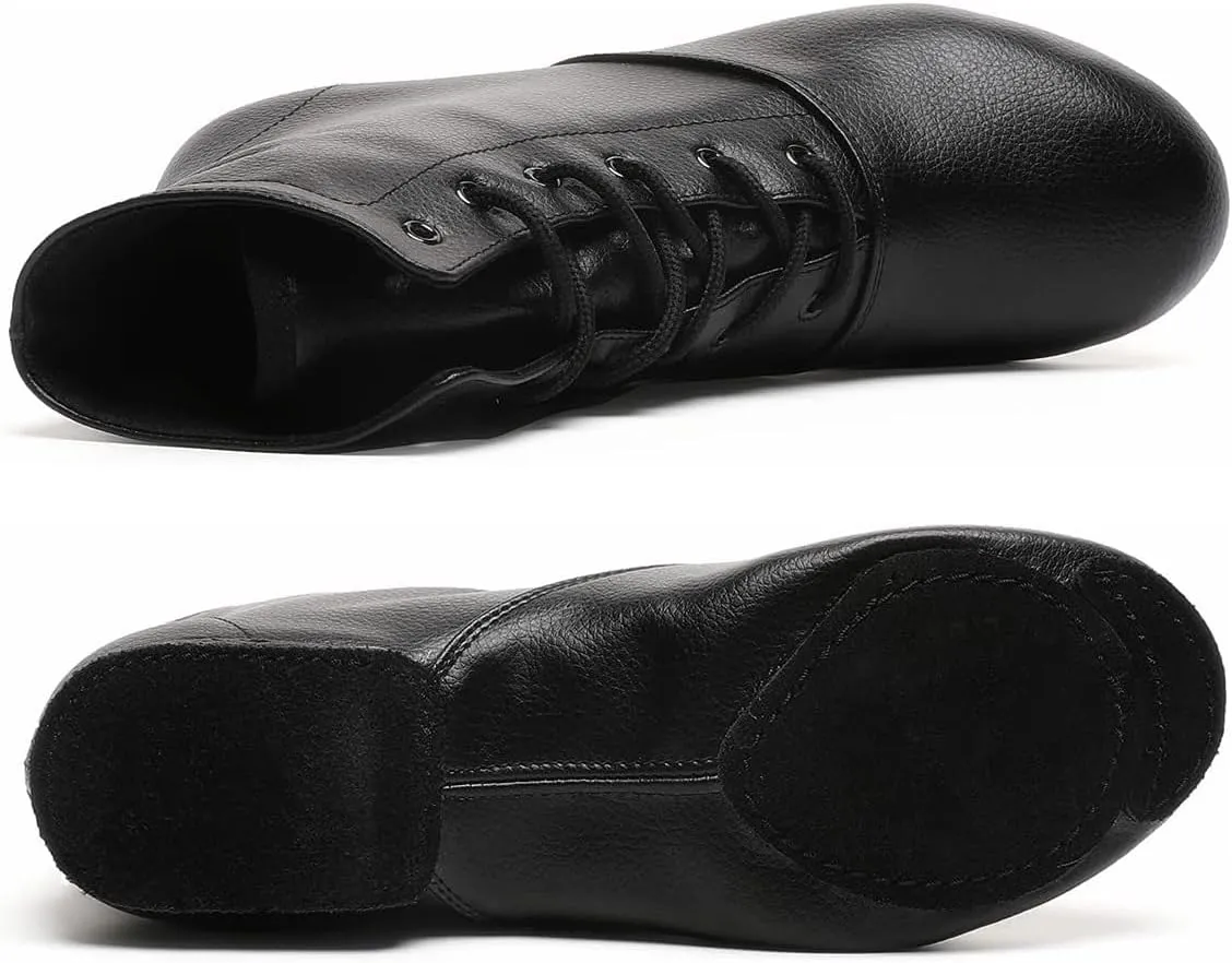 Lace Up Black Jazz Shoes Dance Boots for Women Girls Adult